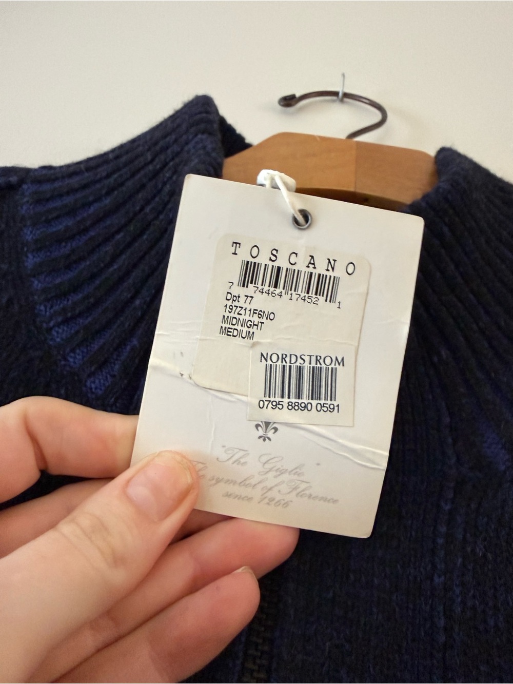 NWT✨ Toscano Firenze Navy Full-Zip Cardigan Sweater Size Medium - Picture 5 of 10